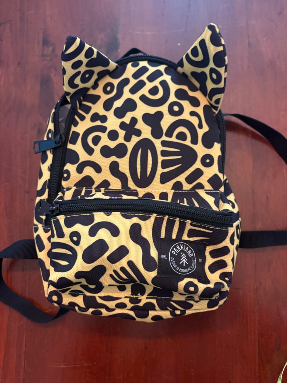 Parkland Yellow & Black Patterned Mini Backpack - Cute Ear Design